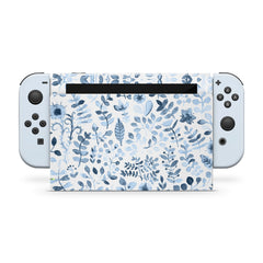 TACKY DESIGN Floral Nintendo Switch Skin Wrap | Blue 3M Vinyl Full Cover Decal Stickers - Tackydesign
