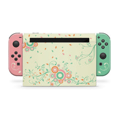 TACKY DESIGN Floral Nintendo Switch Skin Wrap | Green and Pink 3M Vinyl Full Cover - Tackydesign