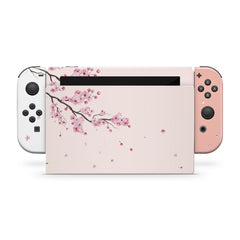 TACKY DESIGN Flowers Sakura Nintendo Switch Skin Wrap | Beige 3M Vinyl Full Cover - Tackydesign
