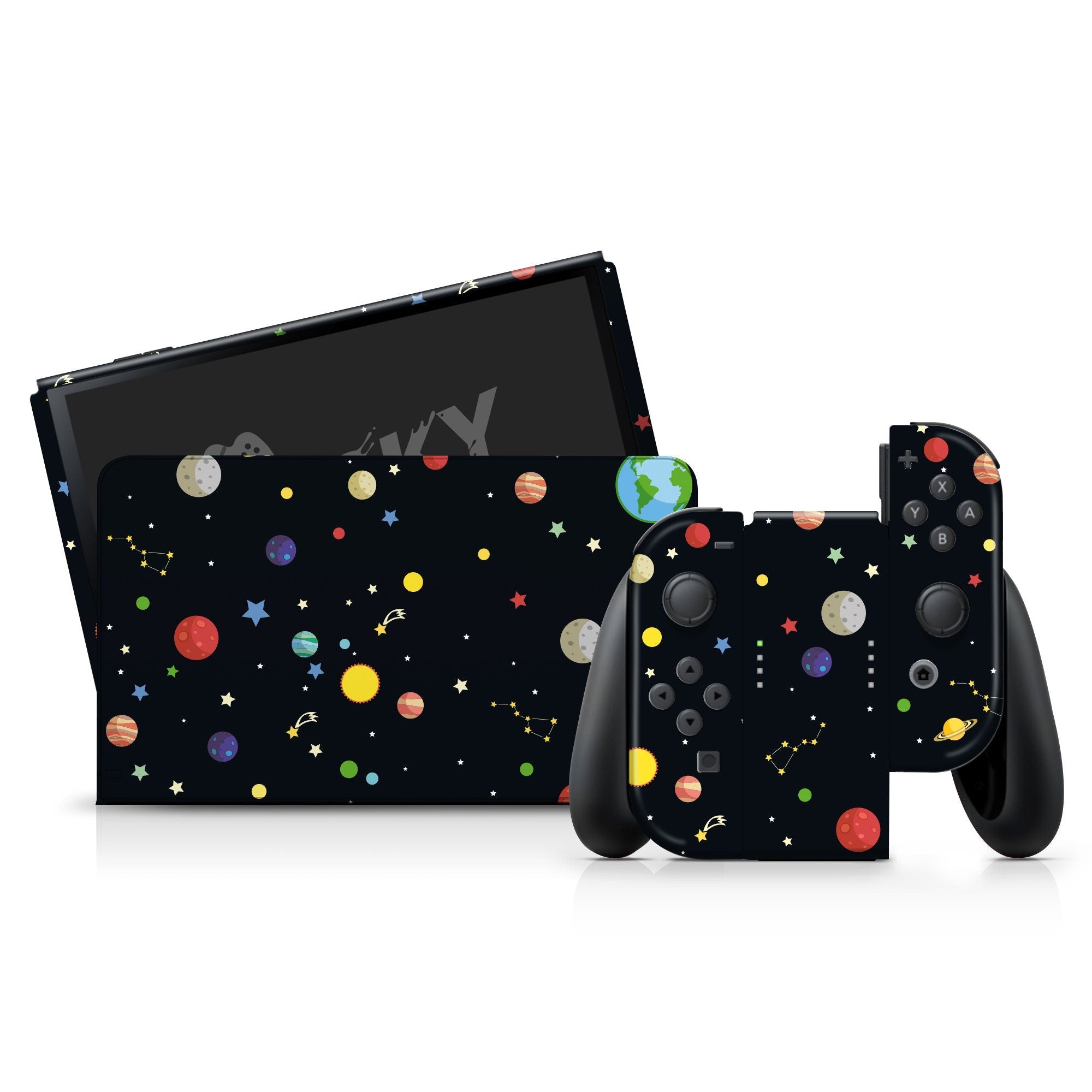 TACKY DESIGN Galaxy Nintendo Switch OLED Skin Wrap | Planets 3M Vinyl Full Cover - Tackydesign