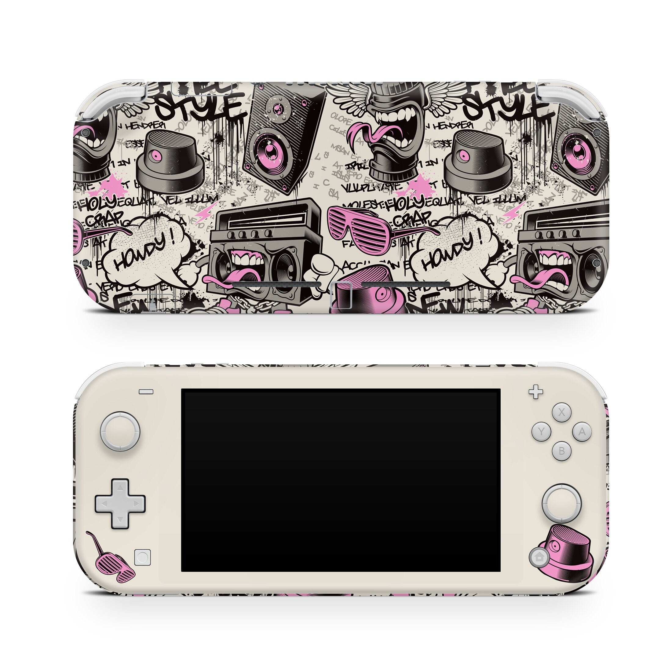 TACKY DESIGN Graffiti Nintendo Switch Lite Skin Wrap | Pink Spooky Kawaii Halloween 3M Vinyl Full Cover - Tackydesign