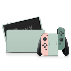 TACKY DESIGN Green Nintendo Switch OLED Skin Wrap | Pastel Colorwave Color Blocking 3M Vinyl Full Cover - Tackydesign