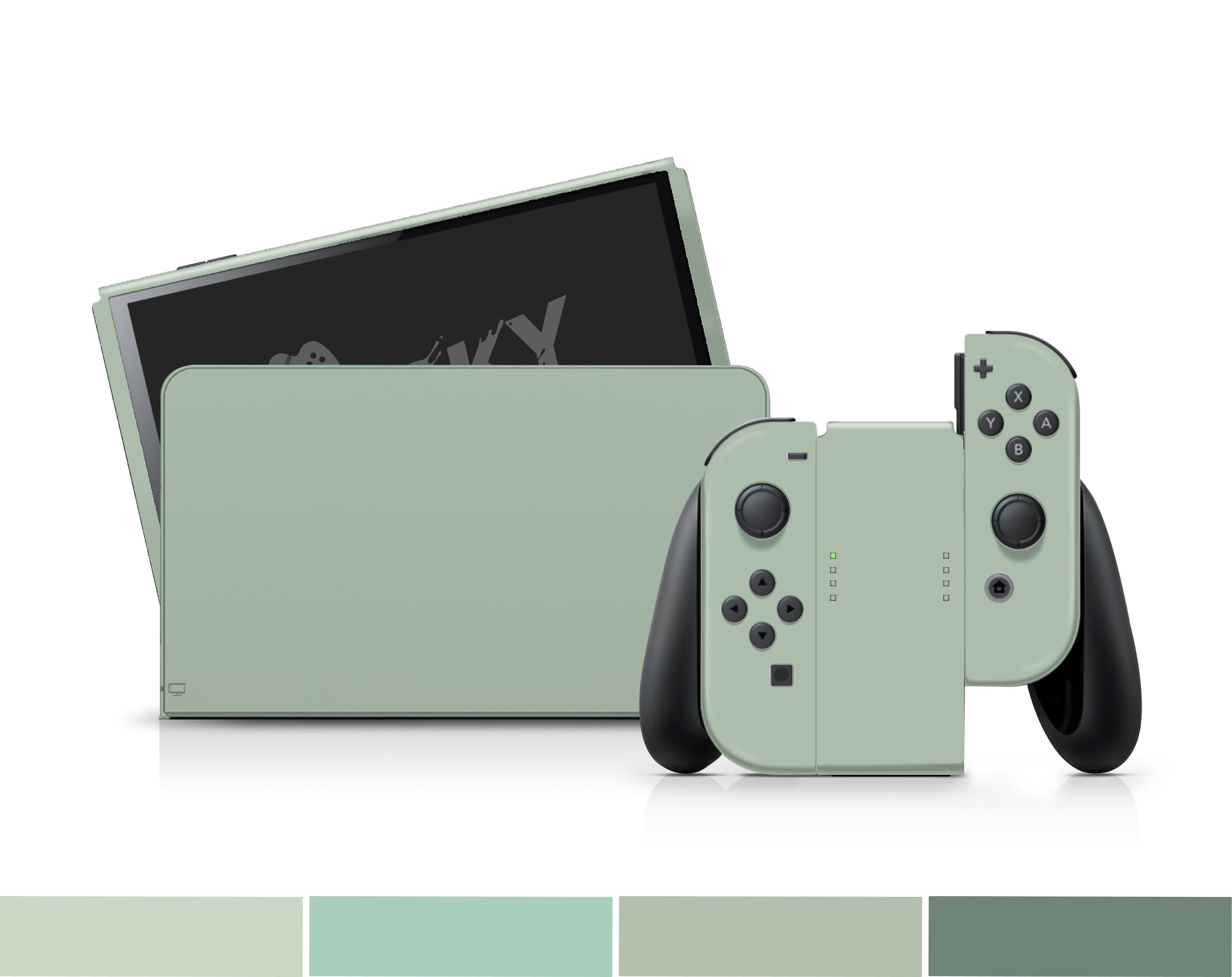 TACKY DESIGN Green Solid Color Nintendo Switch OLED Skin Wrap | Pastel Green 3M Vinyl Full Cover - Tackydesign