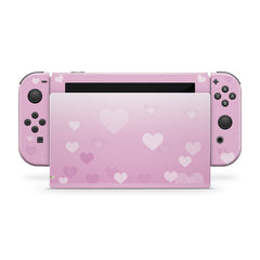 TACKY DESIGN Hearts Nintendo Switch Skin Wrap | Pastel Pink Hearts 3M Vinyl Full Cover - Tackydesign