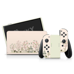 TACKY DESIGN Japanese Sakura Nintendo Switch OLED Skin Wrap | Blue Cherry Blossom 3M Vinyl Full Cover - Tackydesign