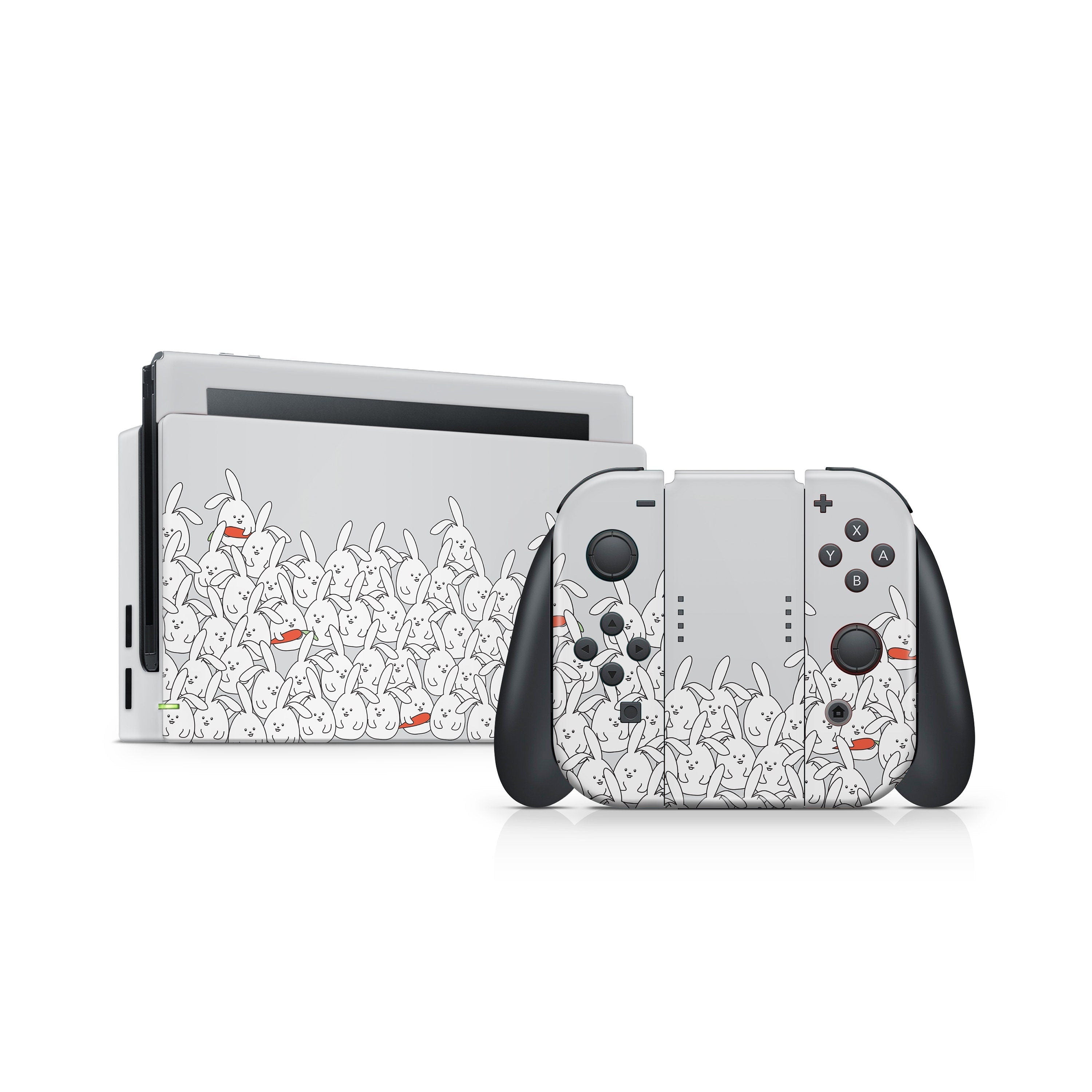 TACKY DESIGN Kawaii Nintendo Switch Skin Wrap | Rabbits 3M Vinyl Full Cover - Tackydesign