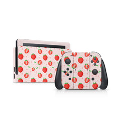 TACKY DESIGN Kawaii Strawberry Nintendo Switch Skin Wrap | Pink 3M Vinyl Full Cover Decal Sticker - Tackydesign
