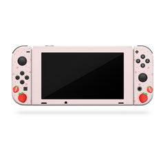 TACKY DESIGN Kawaii Strawberry Nintendo Switch Skin Wrap | Pink 3M Vinyl Full Cover Decal Sticker - Tackydesign