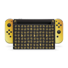 TACKY DESIGN Leaf Nintendo Switch Skin Wrap | Black and Gold 3M Vinyl Full Cover Decal - Tackydesign