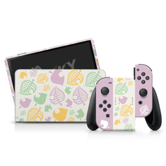 TACKY DESIGN Leaves Nintendo Switch OLED Skin Wrap | Leaf Pastel 3M Vinyl Full Cover - Tackydesign