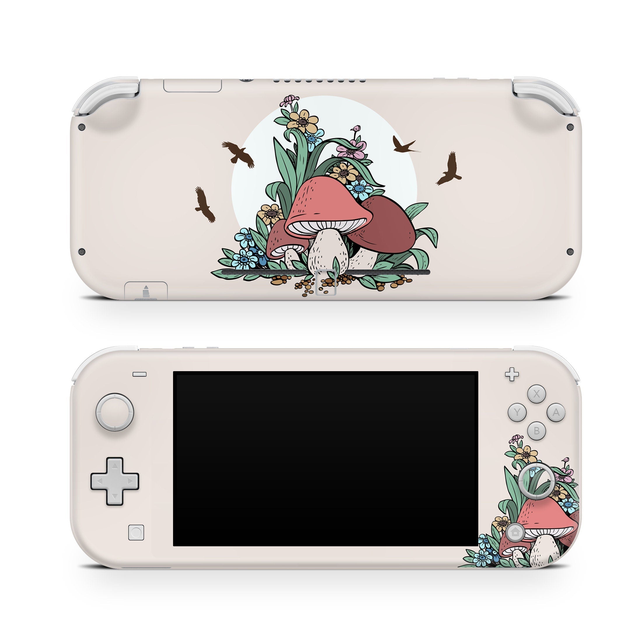 TACKY DESIGN Mushroom Nintendo Switch Lite Skin Wrap | Beige Cute 3M Vinyl Full Cover - Tackydesign