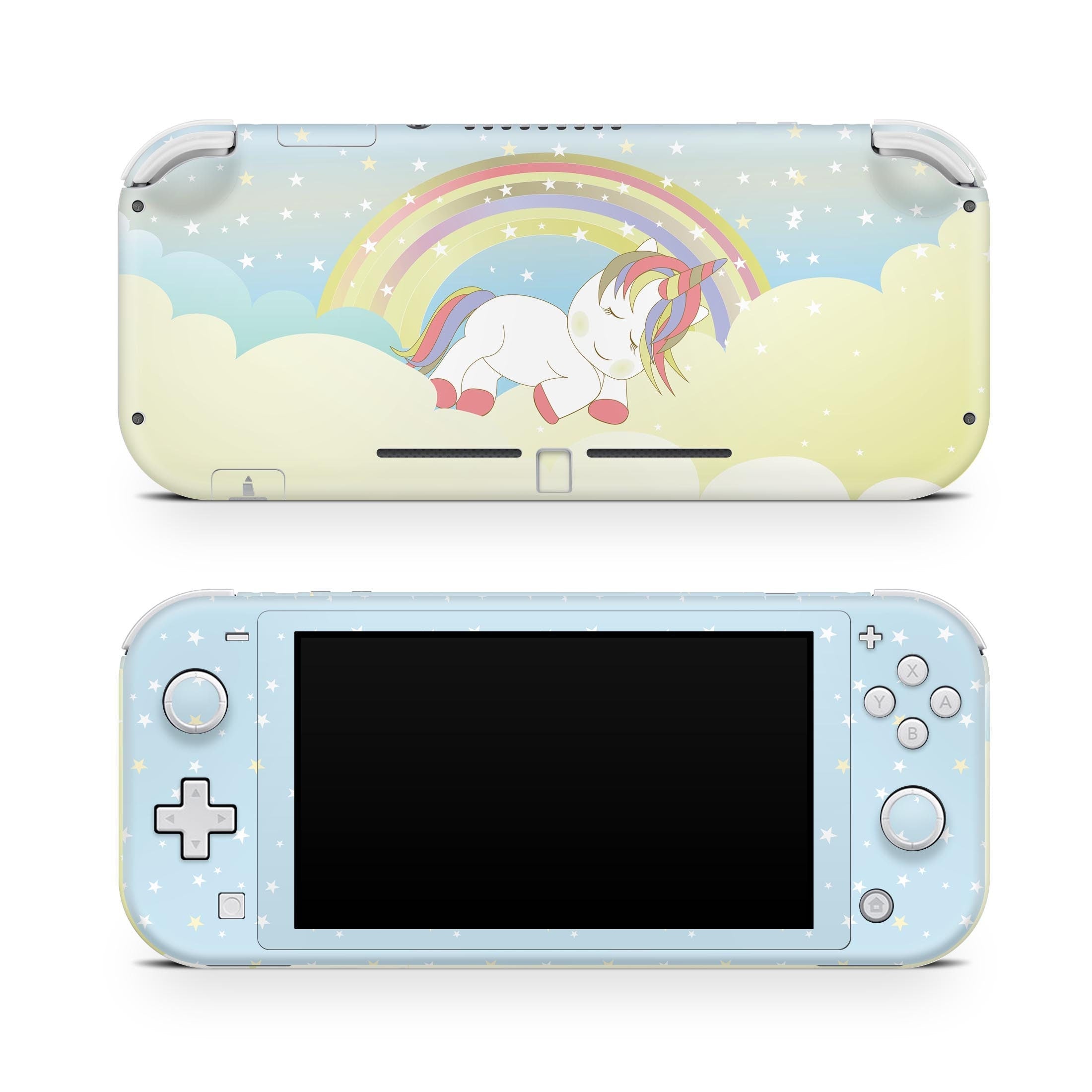TACKY DESIGN Nintendo Switch Lite Skin Wrap | Blue Unicorn Rainbow 3M Vinyl Full Cover - Tackydesign