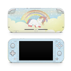 TACKY DESIGN Nintendo Switch Lite Skin Wrap | Blue Unicorn Rainbow 3M Vinyl Full Cover - Tackydesign