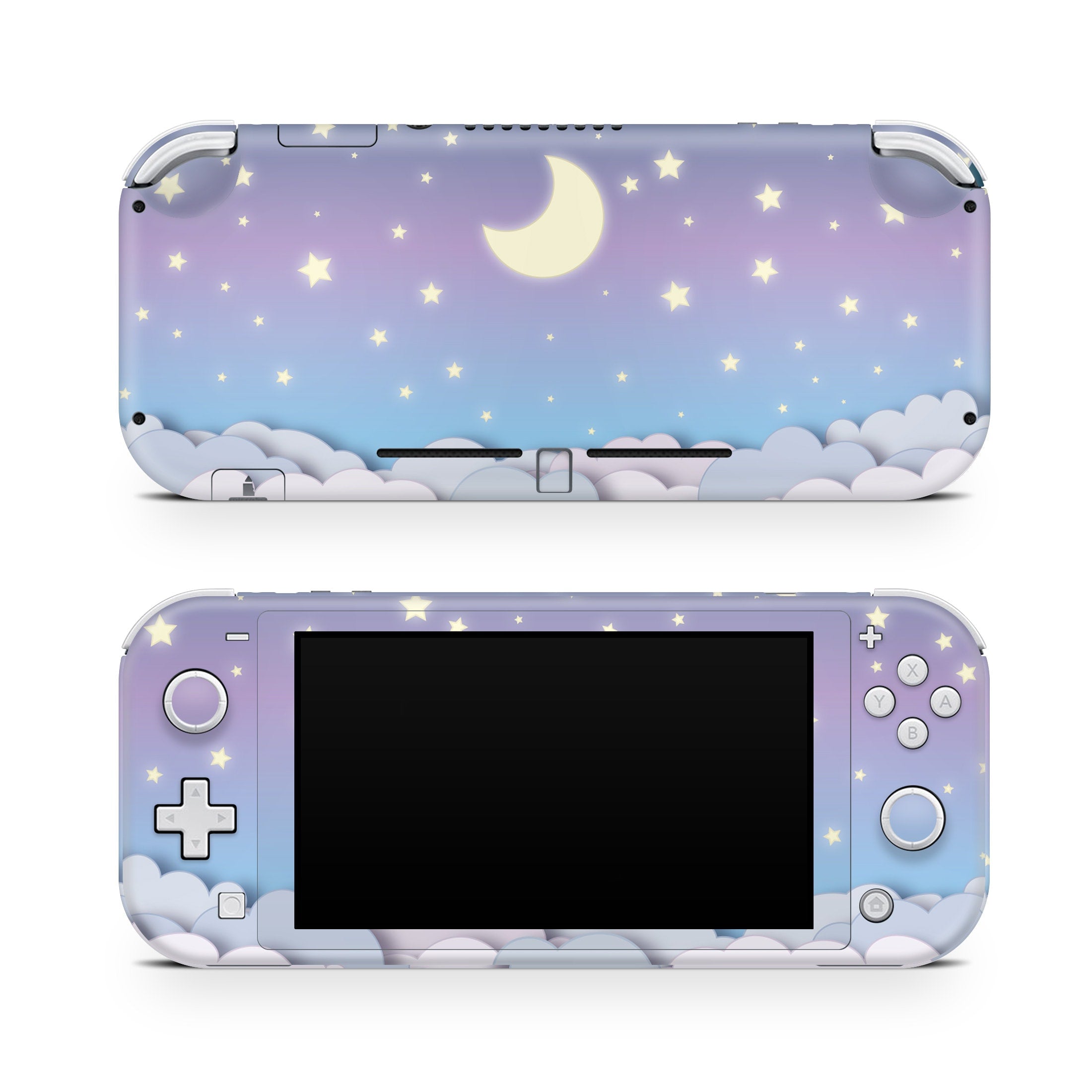 TACKY DESIGN Nintendo Switch Lite Skin Wrap | Clouds Purple Starry Lunar Sky Moon 3M Vinyl Full Cover - Tackydesign