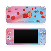 TACKY DESIGN Nintendo Switch Lite Skin Wrap | Cute Strawberry Fruit Pastel Pink & Blue 3M Vinyl Full Cover - Tackydesign