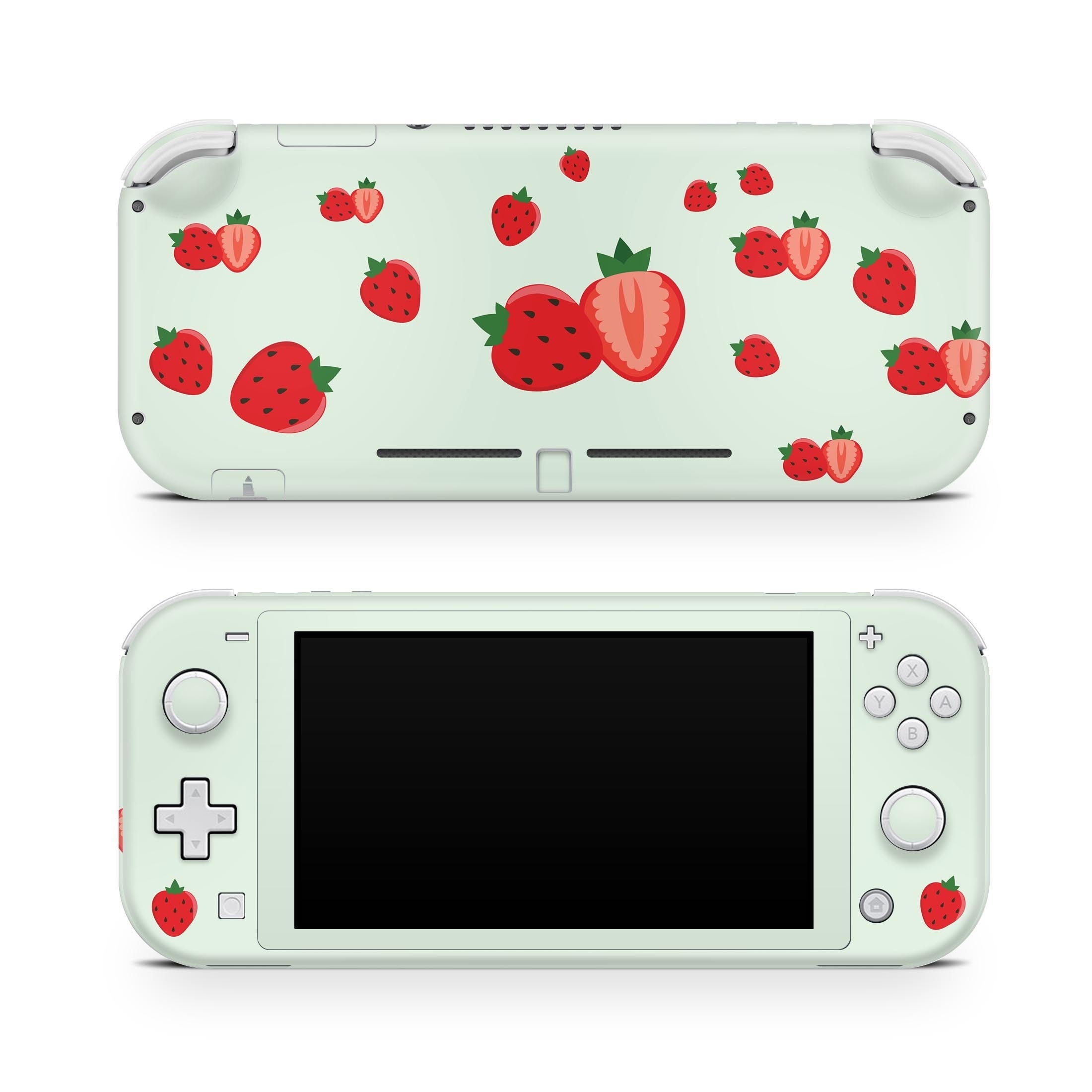 TACKY DESIGN Nintendo Switch Lite Skin Wrap | Cute Strawberry Pastel Green Fruit 3M Vinyl Full Cover - Tackydesign