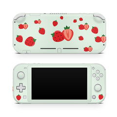TACKY DESIGN Nintendo Switch Lite Skin Wrap | Cute Strawberry Pastel Green Fruit 3M Vinyl Full Cover - Tackydesign