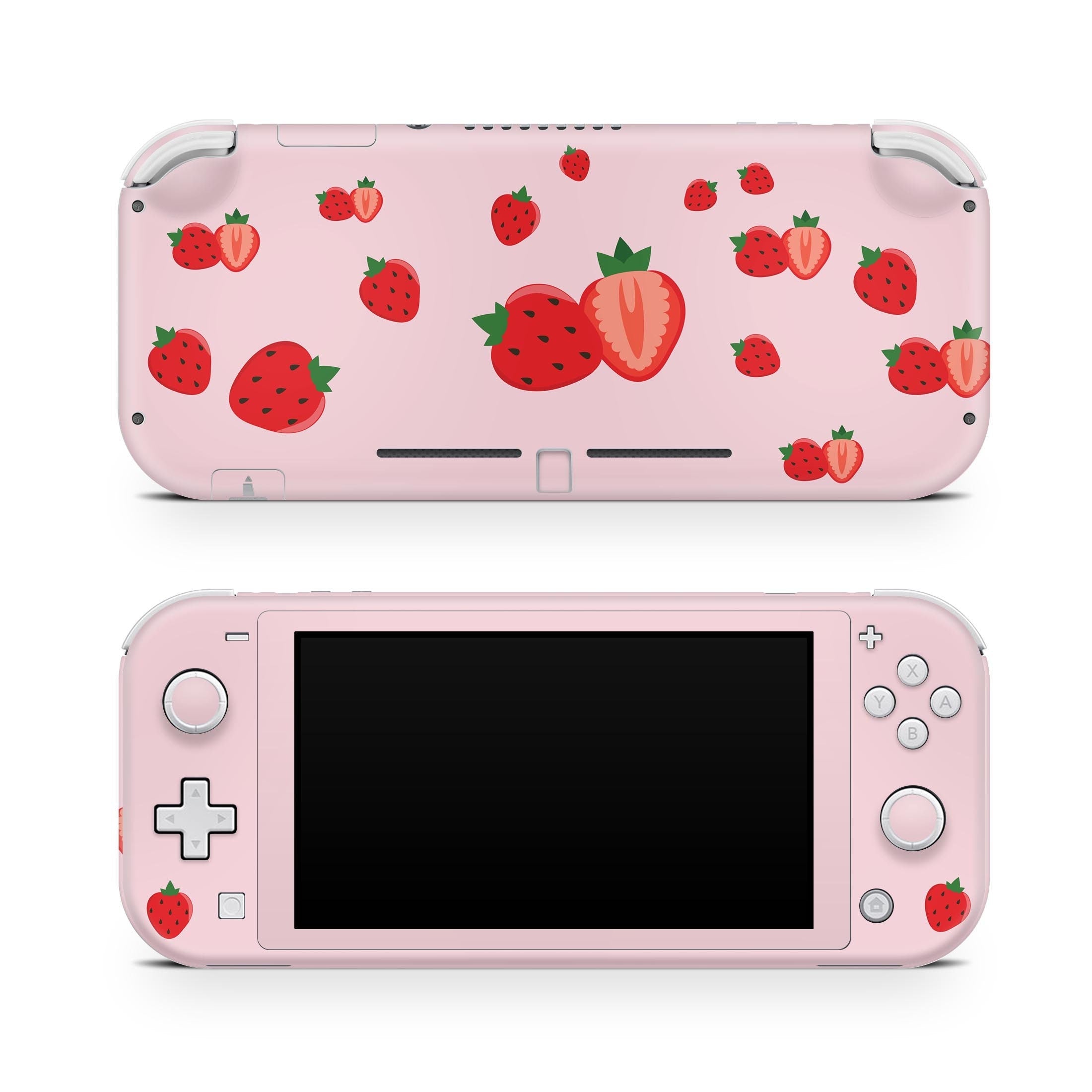 TACKY DESIGN Nintendo Switch Lite Skin Wrap | Cute Strawberry Pastel Pink 3M Vinyl Full Cover - Tackydesign