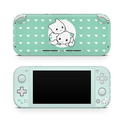 TACKY DESIGN Nintendo Switch Lite Skin Wrap | Green Cute Cat 3M Vinyl Full Cover - Tackydesign