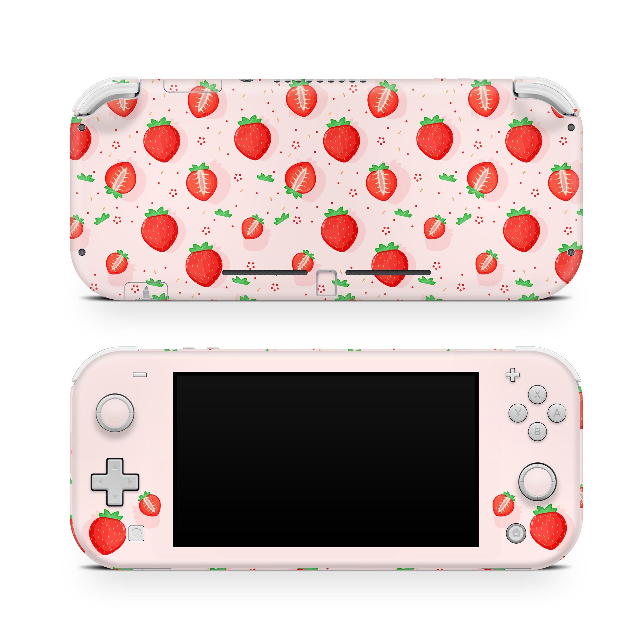 TACKY DESIGN Nintendo Switch Lite Skin Wrap | Kawaii Cute Strawberry Pastel Pink 3M Vinyl Full Cover - Tackydesign
