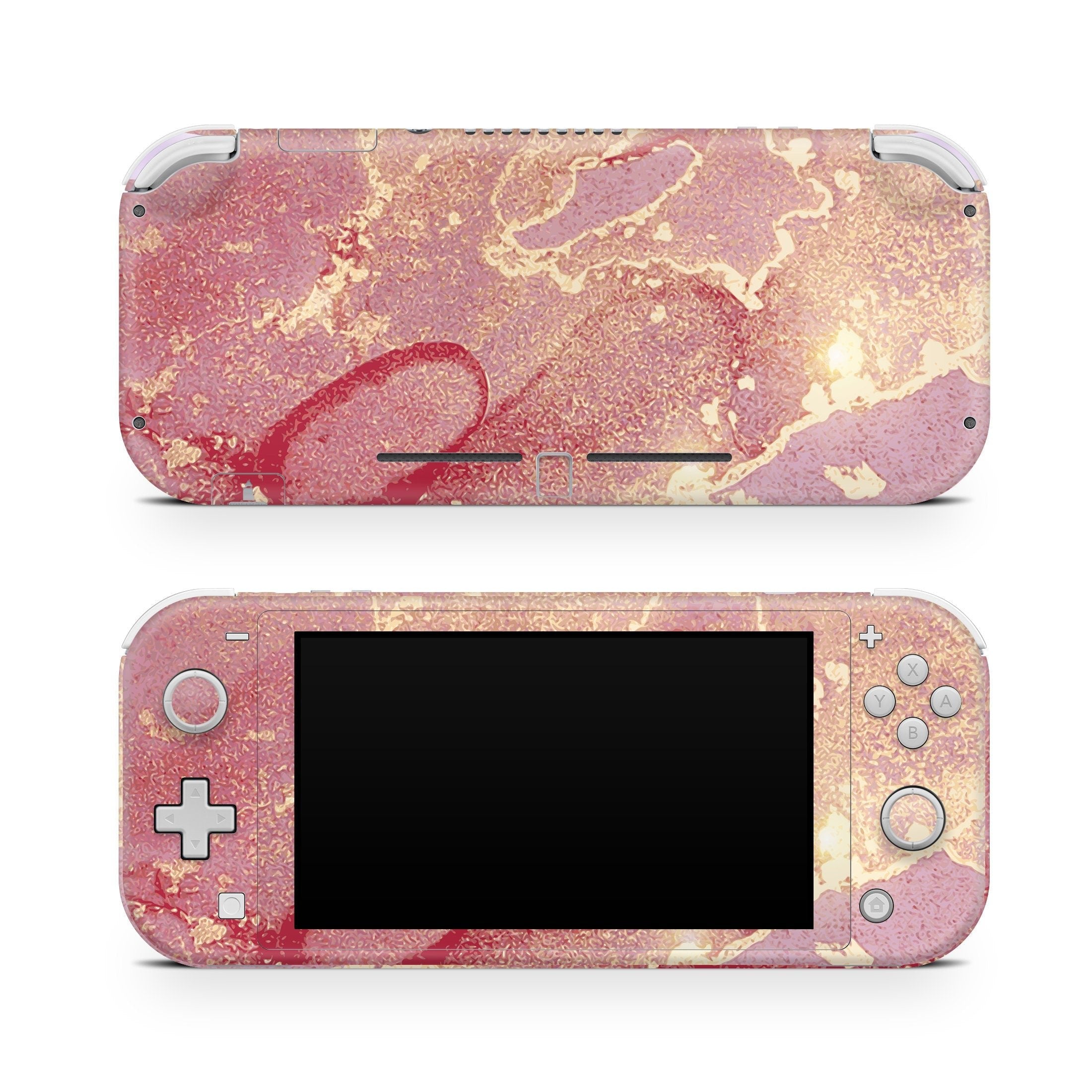 TACKY DESIGN Nintendo Switch Lite Skin Wrap | Marble Rose & Gold Abstract 3M Vinyl Full Cover - Tackydesign