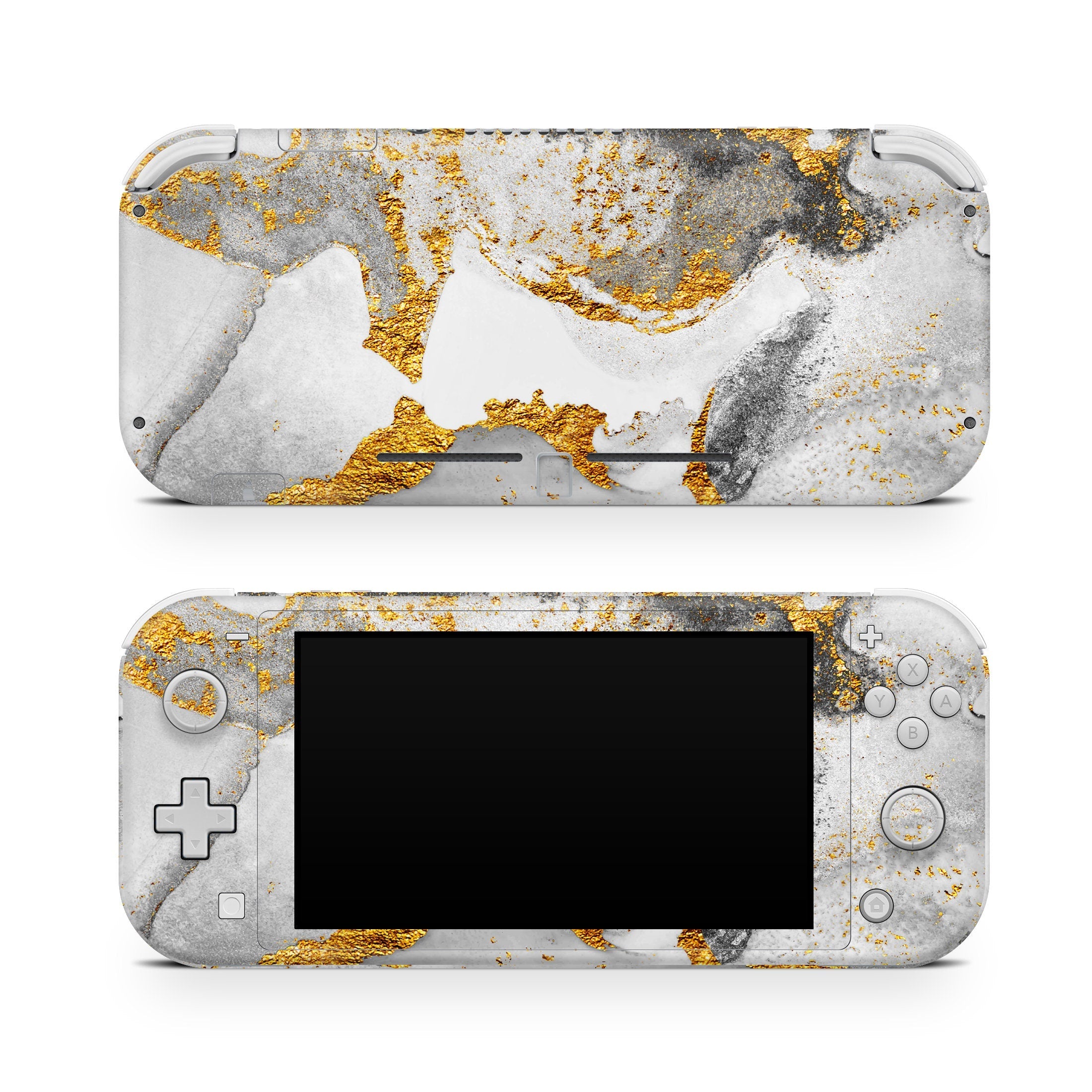 TACKY DESIGN Nintendo Switch Lite Skin Wrap | Marble Silver & Gold Abstract 3M Vinyl Full Cover - Tackydesign