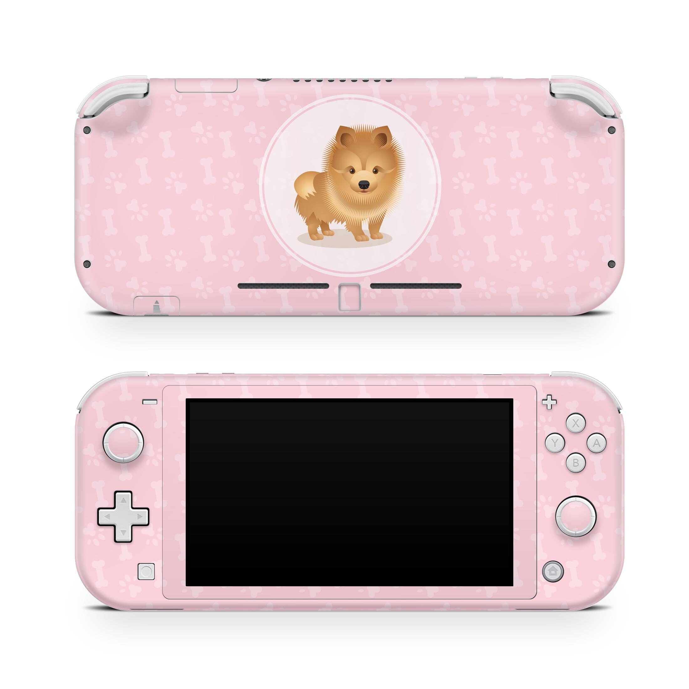 TACKY DESIGN Nintendo Switch Lite Skin Wrap | Pastel Pink Cute Dog Pet 3M Vinyl Full Cover - Tackydesign