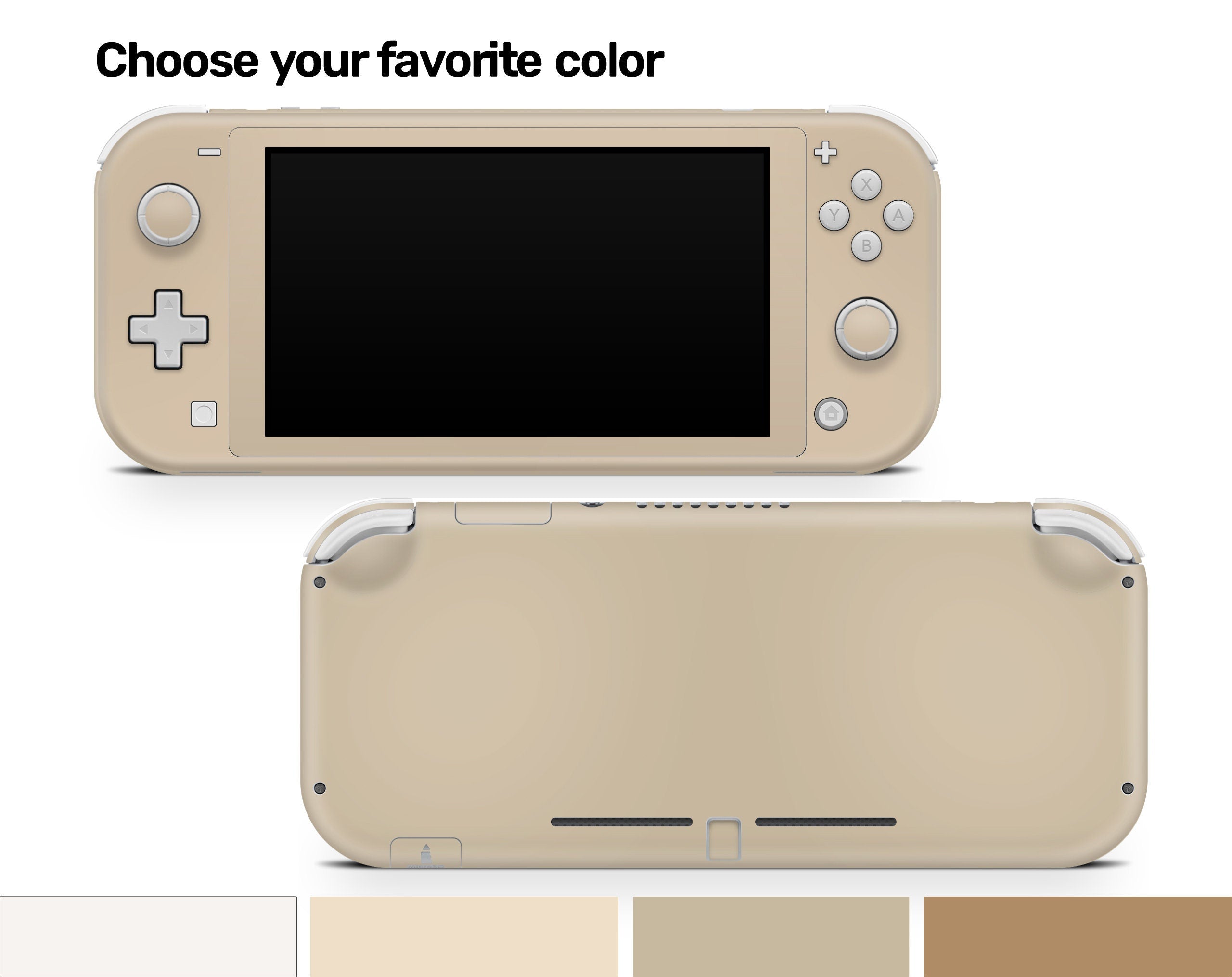 TACKY DESIGN Nintendo Switch Lite Skin Wrap | Pastel Solid Color Cream, Beige & Brown 3M Vinyl Full Cover - Tackydesign