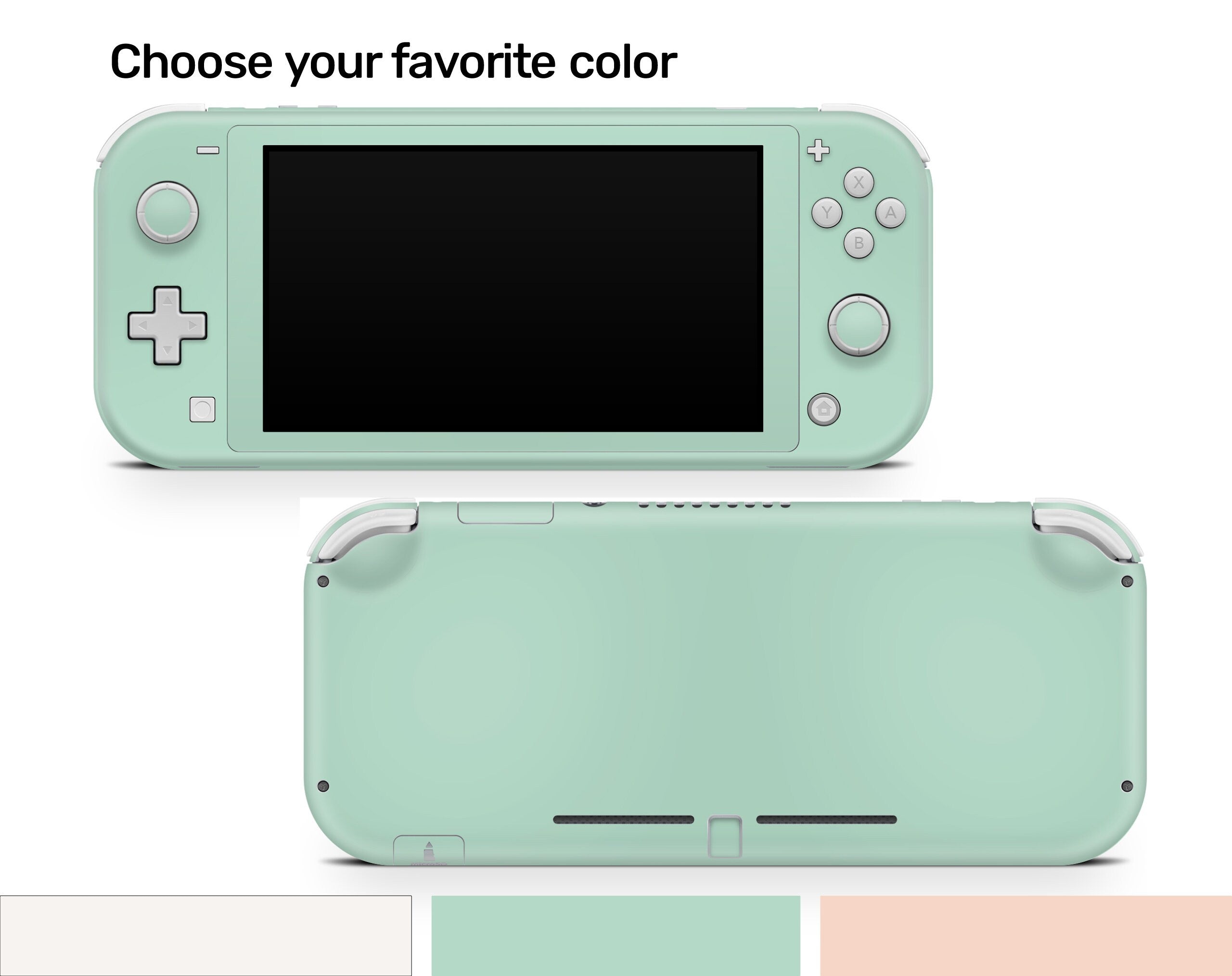 TACKY DESIGN Nintendo Switch Lite Skin Wrap | Pastel Solid Color Green, Peach & White 3M Vinyl Full Cover - Tackydesign