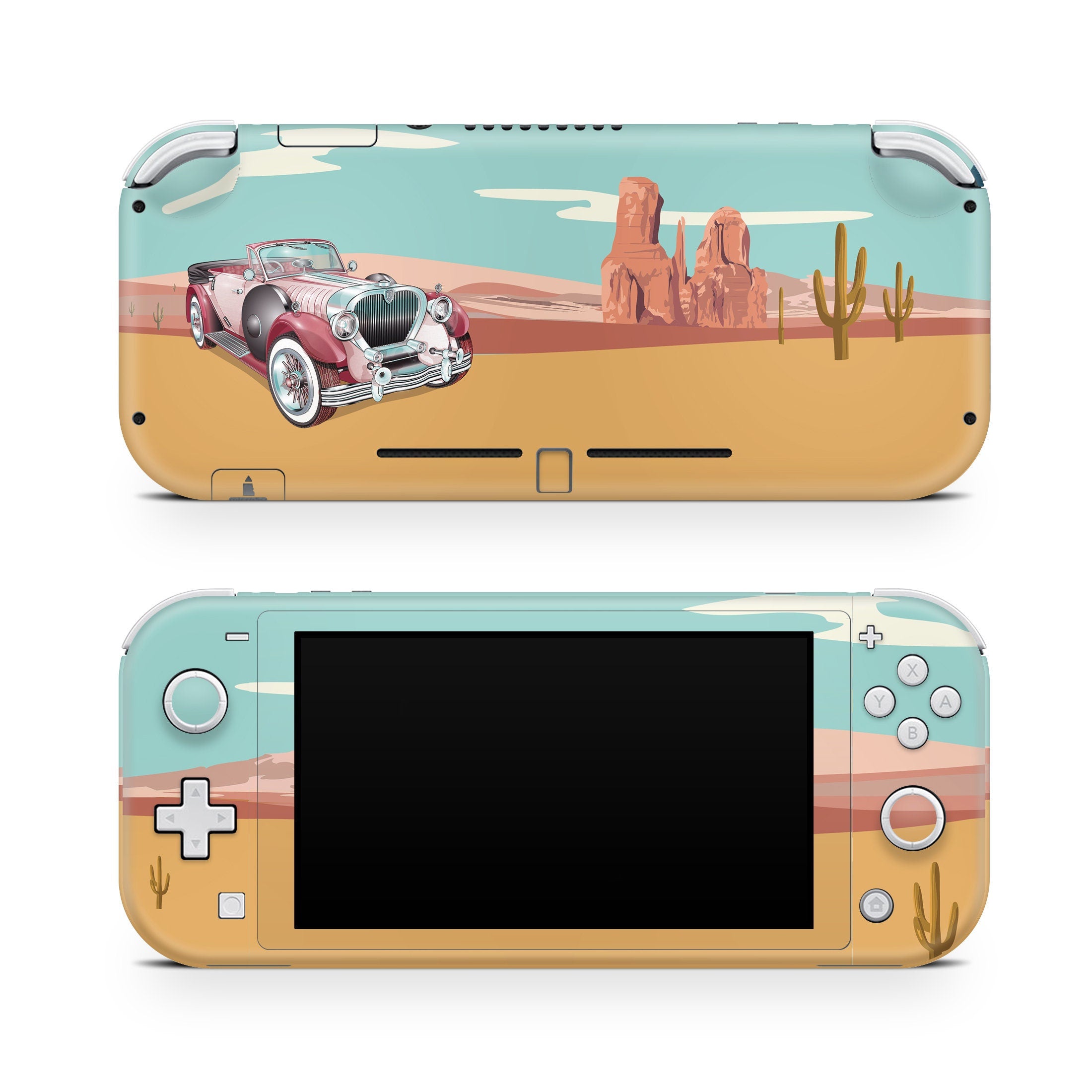 TACKY DESIGN Nintendo Switch Lite Skin Wrap | Retro Desert & Car 3M Vinyl Full Cover - Tackydesign