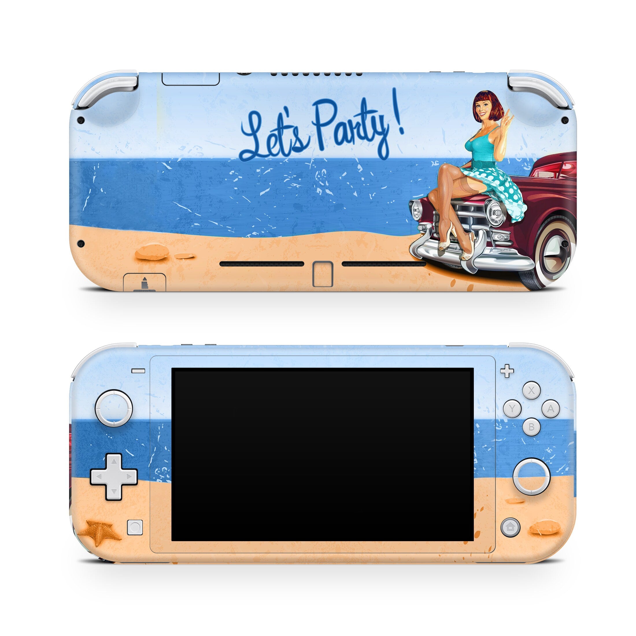 TACKY DESIGN Nintendo Switch Lite Skin Wrap | Retro Pin - Up Girls Blue 3M Vinyl Full Cover - Tackydesign