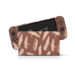 TACKY DESIGN Pampas Nintendo Switch OLED Skin Wrap | Pastel Flower Brown 3M Vinyl Full Cover - Tackydesign