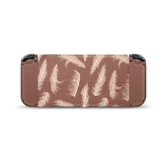 TACKY DESIGN Pampas Nintendo Switch OLED Skin Wrap | Pastel Flower Brown 3M Vinyl Full Cover - Tackydesign