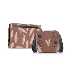 TACKY DESIGN Pampus Nintendo Switch Skin Wrap | Brown Floral 3M Vinyl Full Cover Decal Stickers - Tackydesign