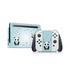 TACKY DESIGN Panda Nintendo Switch Skin Wrap | Pale Blue 3M Vinyl Cover - Tackydesign