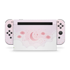 TACKY DESIGN Pastel Pink Clouds Nintendo Switch Skin Wrap | Moon 3M Vinyl Full Cover - Tackydesign