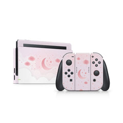 TACKY DESIGN Pastel Pink Clouds Nintendo Switch Skin Wrap | Moon 3M Vinyl Full Cover - Tackydesign
