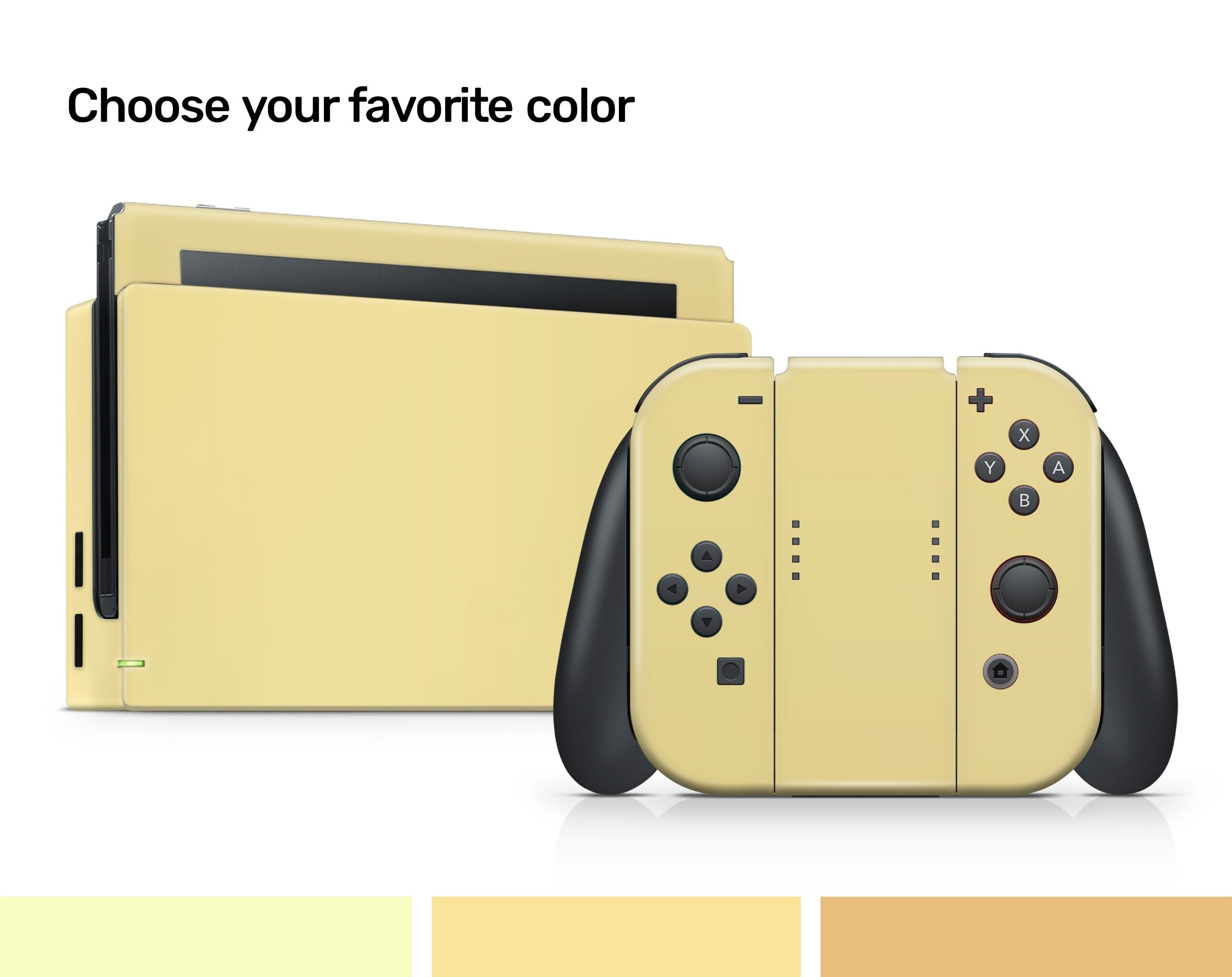 TACKY DESIGN Pastel Solid Color Nintendo Switch Skin Wrap | Yellow and Orange 3M Vinyl Full Cover - Tackydesign