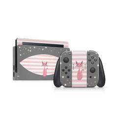 TACKY DESIGN Pink Cat Nintendo Switch Skin Wrap | Kawaii 3M Vinyl Full Cover - Tackydesign