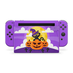 TACKY DESIGN Pumpkin Nintendo Switch Skin Wrap | Halloween Purple 3M Vinyl Full Cover Decal Stickers - Tackydesign