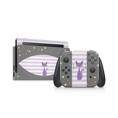 TACKY DESIGN Purple Cat Nintendo Switch Skin Wrap | Kawaii 3M Vinyl Full Cover - Tackydesign