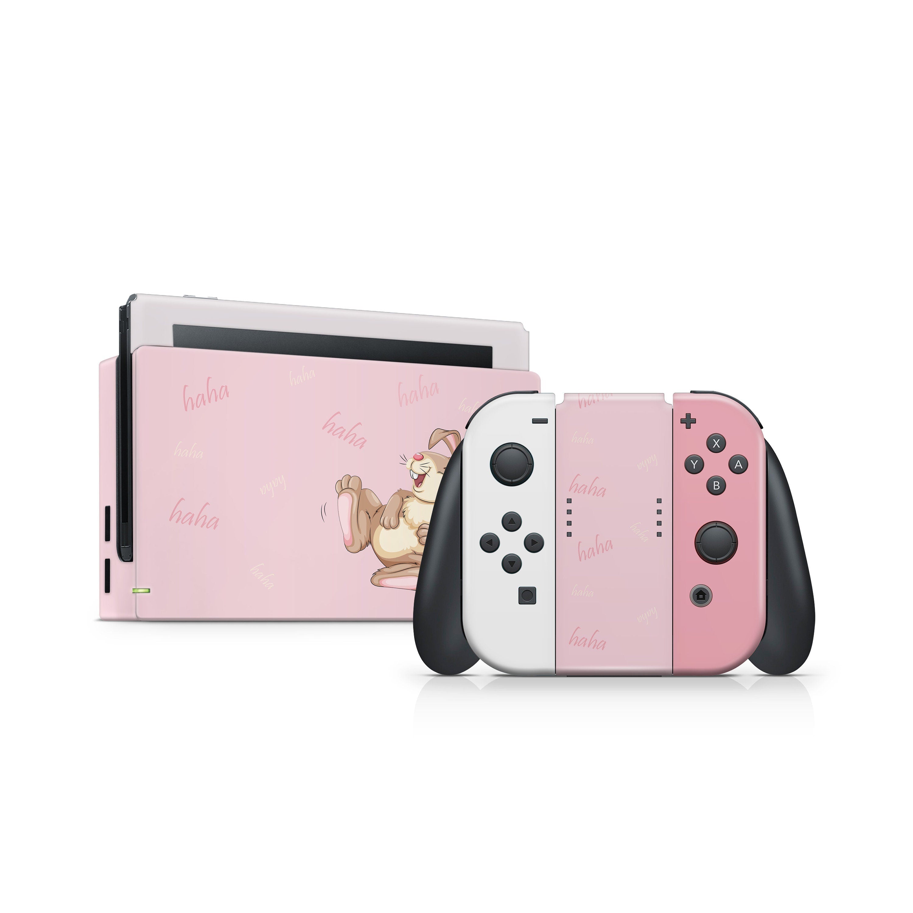 TACKY DESIGN Rabbit Nintendo Switch Skin Wrap | Kawaii Pink Anime 3M Vinyl Cover - Tackydesign
