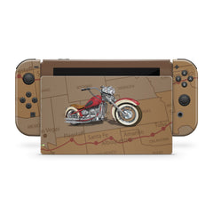 TACKY DESIGN Retro Motorcycle Nintendo Switch Skin Wrap | Map 3M Vinyl Full Cover - Tackydesign