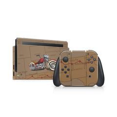 TACKY DESIGN Retro Motorcycle Nintendo Switch Skin Wrap | Map 3M Vinyl Full Cover - Tackydesign
