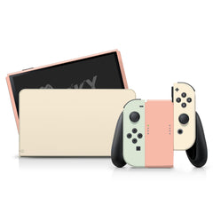 TACKY DESIGN Retro Nintendo Switch OLED Skin Wrap | Pastel Colorwave Color Blocking 3M Vinyl Full Cover - Tackydesign