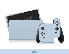 TACKY DESIGN Solid Color Nintendo Switch OLED Skin Wrap | Classic Green, Blue, and Off - White 3M Vinyl Full Cover - Tackydesign