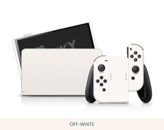 TACKY DESIGN Solid Color Nintendo Switch OLED Skin Wrap | Classic Green, Blue, and Off - White 3M Vinyl Full Cover - Tackydesign