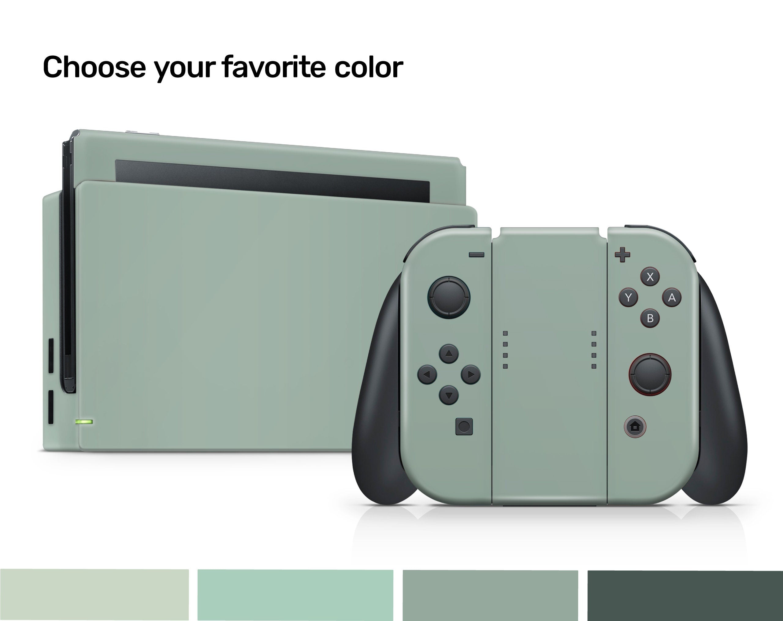 TACKY DESIGN Solid Color Nintendo Switch Skin Wrap | Pastel Green 3M Vinyl Full Cover - Tackydesign