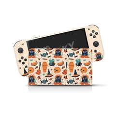 TACKY DESIGN Spooky Nintendo Switch OLED Skin Wrap | Pumpkin Kawaii Halloween 3M Vinyl Full Cover - Tackydesign