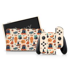TACKY DESIGN Spooky Nintendo Switch OLED Skin Wrap | Pumpkin Kawaii Halloween 3M Vinyl Full Cover - Tackydesign